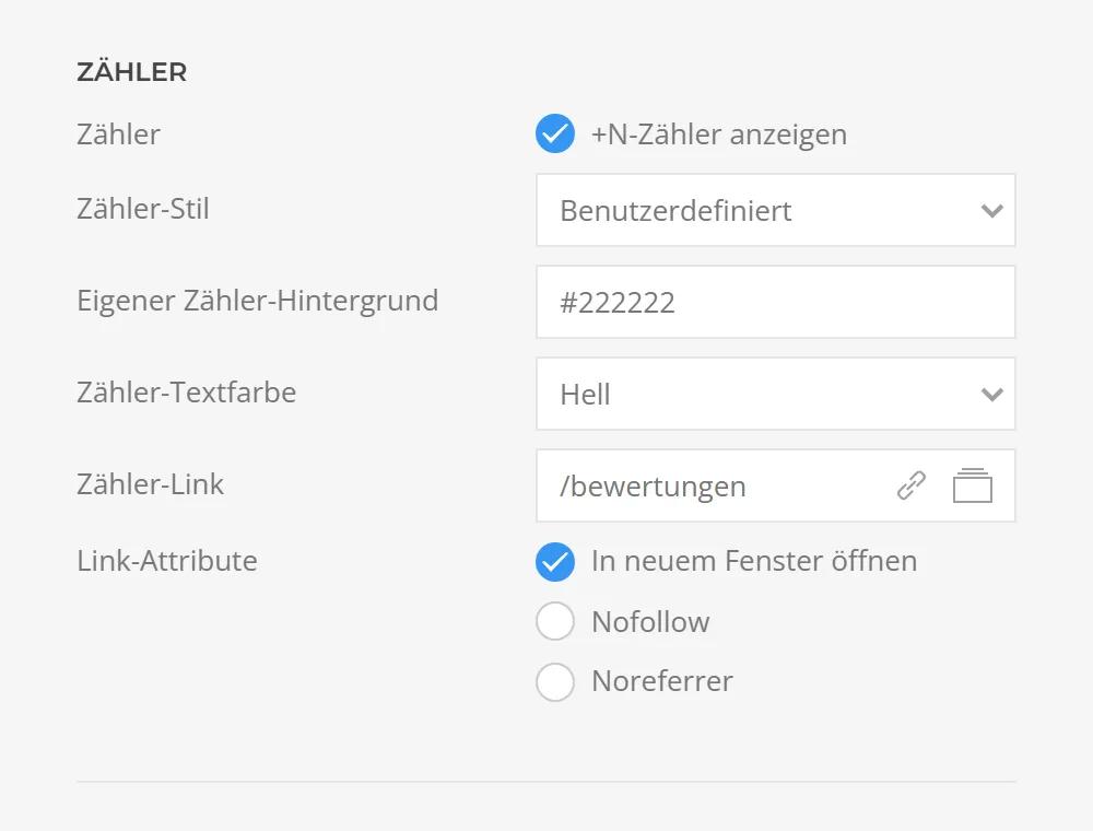 Avatar Circles in YOOtheme Pro: +N-Zähler mit eigenem Hintergrund und Textfarbe, verlinkbarer Zähler-Kreis und Link-Attribute wie neues Fenster und Nofollow