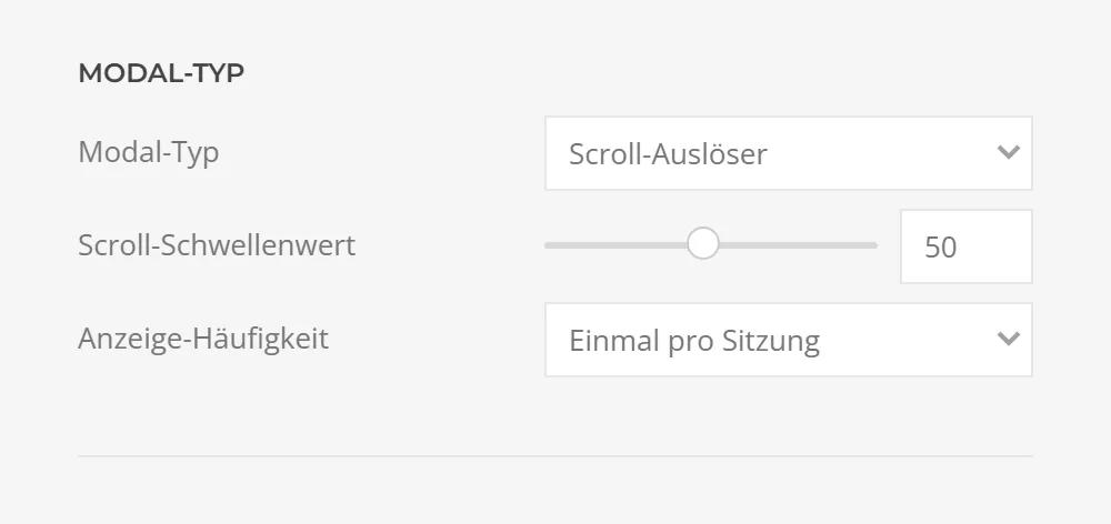 Modal type Scroll-Triggered in YOOtheme Pro: threshold via slider and display once per session