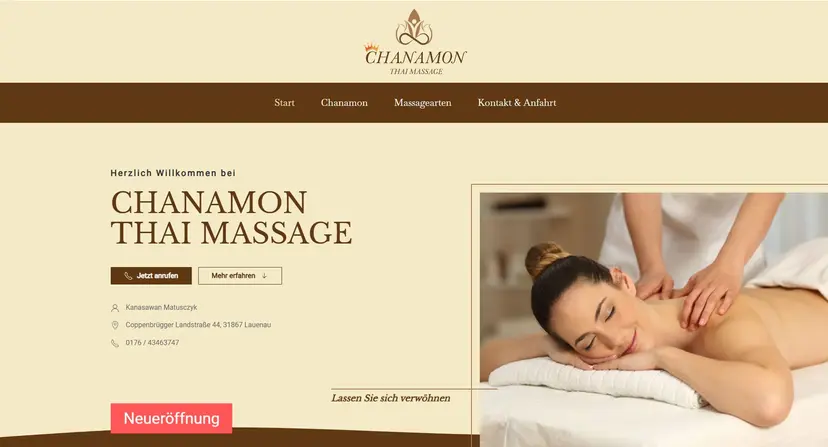 Website Chanamon Thai Massage