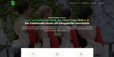 Website des Rad- und Rollschuh-Clubs Zur Höhe Lohe 1924: Begrüßung des traditionellen Sportvereins